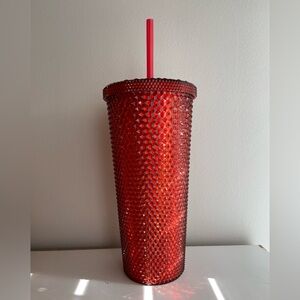 Textured Red Tumbler W/T Matching Straw/New/Unused/Great Condition